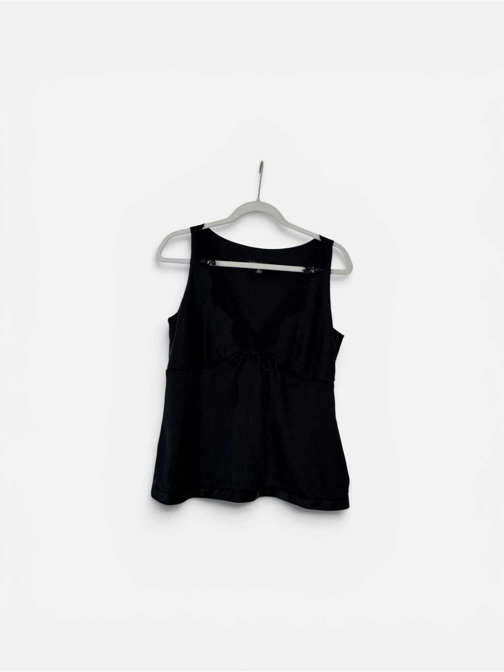Banana Republic Silk Black Sleeveless Tie-Front Tank